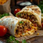 Burrito au bœuf et au fromage maison avec tortilla dorée