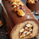 Bûche chocolat praliné facile et gourmande, une recette festive au chocolat et praliné, idéale pour réussir votre dessert de Noël avec une texture parfaite.
