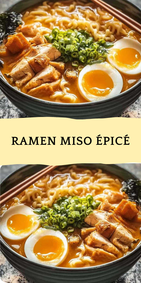 ramen miso épicé au poulet présenté dans un bol japonais